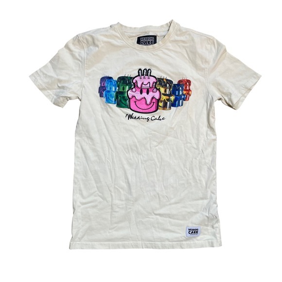 Wedding Cake Other - Wedding Cake Wake Bake Graphic T Shirt Short Sleeve Cream‎ Size Small